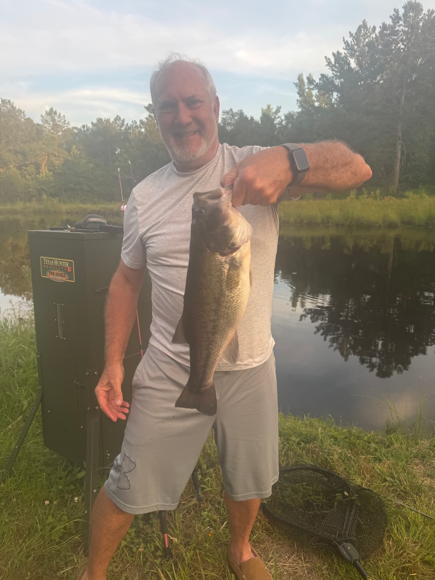 Bass caught from the pond bank.