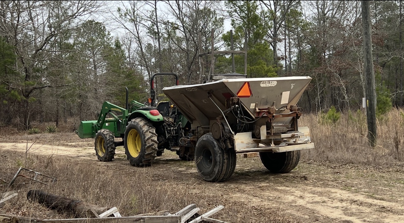 Lime application on the food plots.