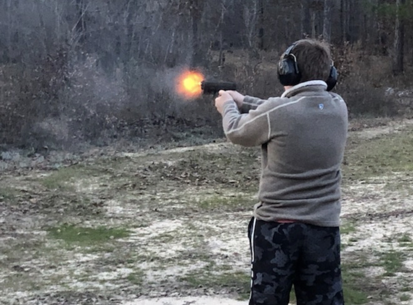 Handgun practice on the ranch range.