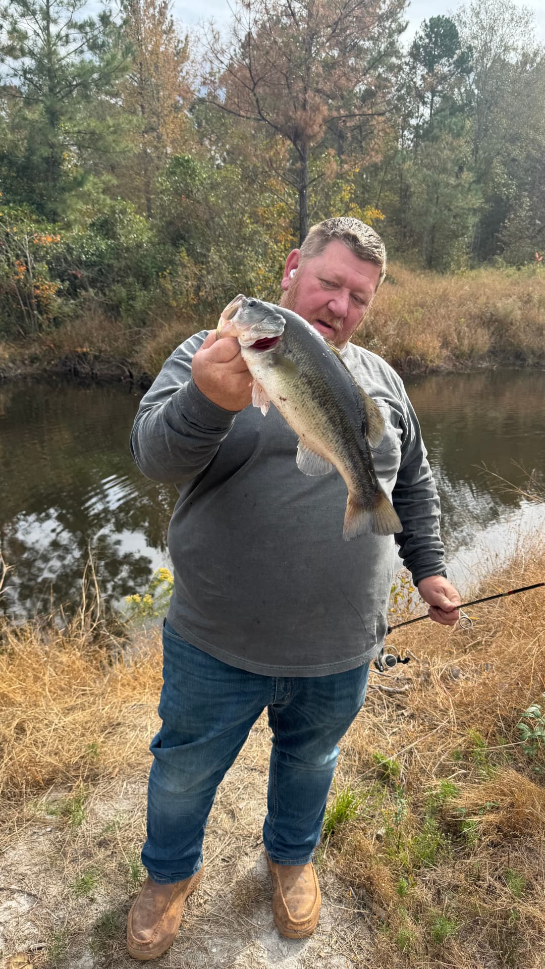 Largemouth bass caught on the ranch pond.