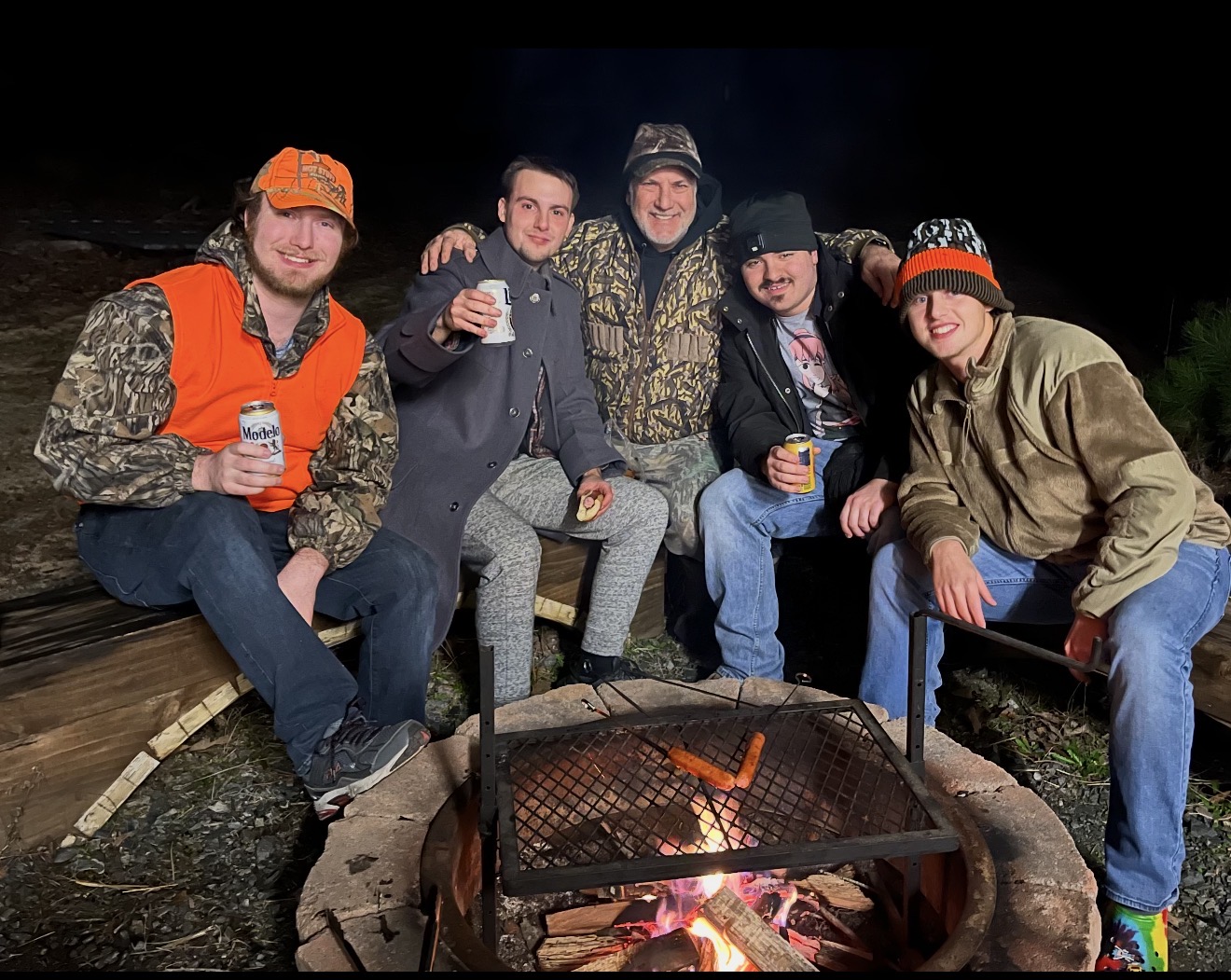 Around the fire pit after dark.