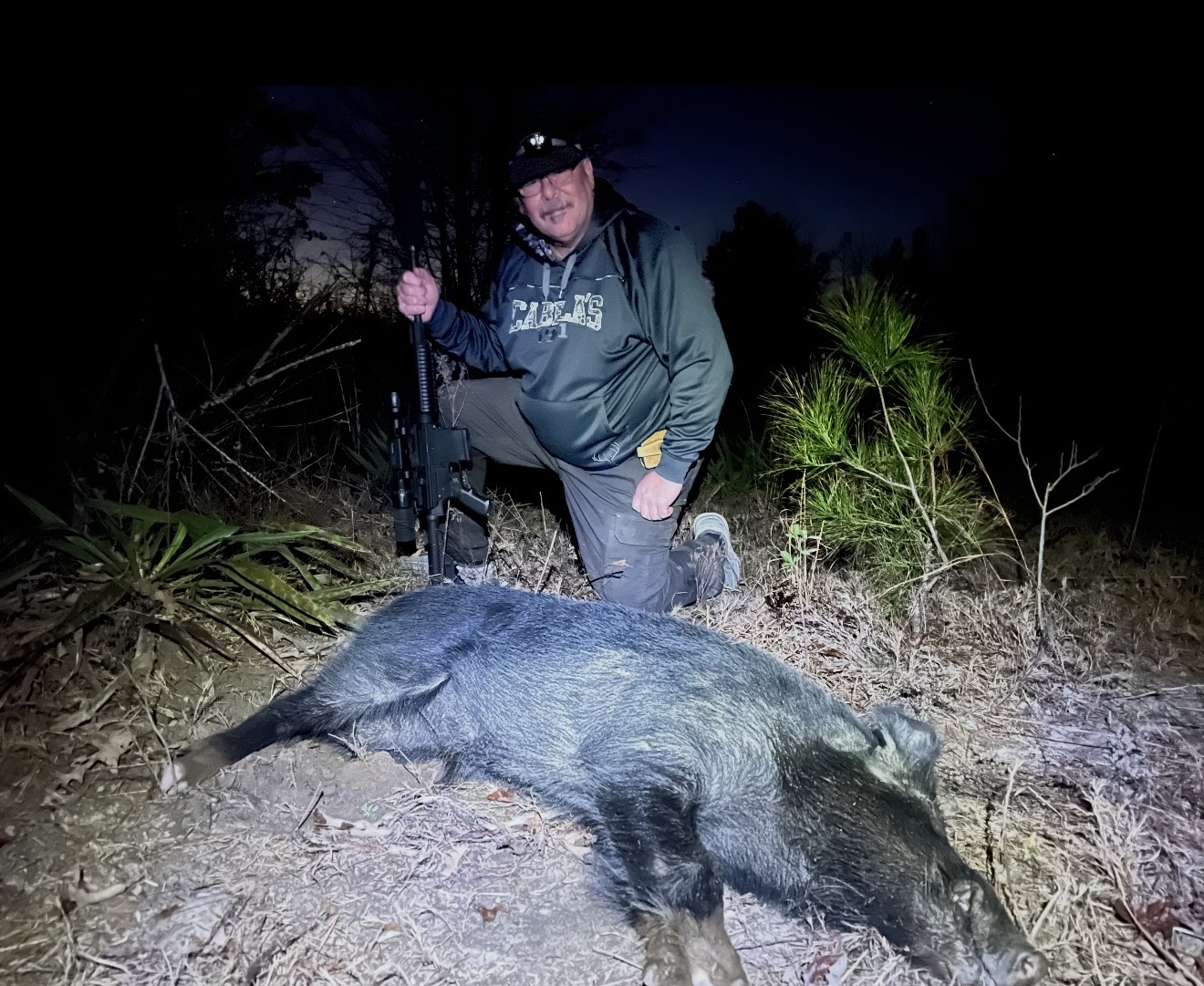 TBF Chef Tony with his first hog — a monster!