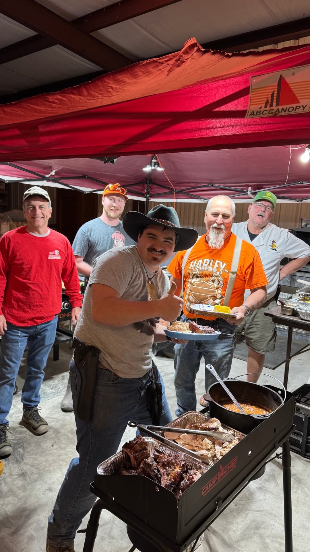 Cooking for the crew at camp.