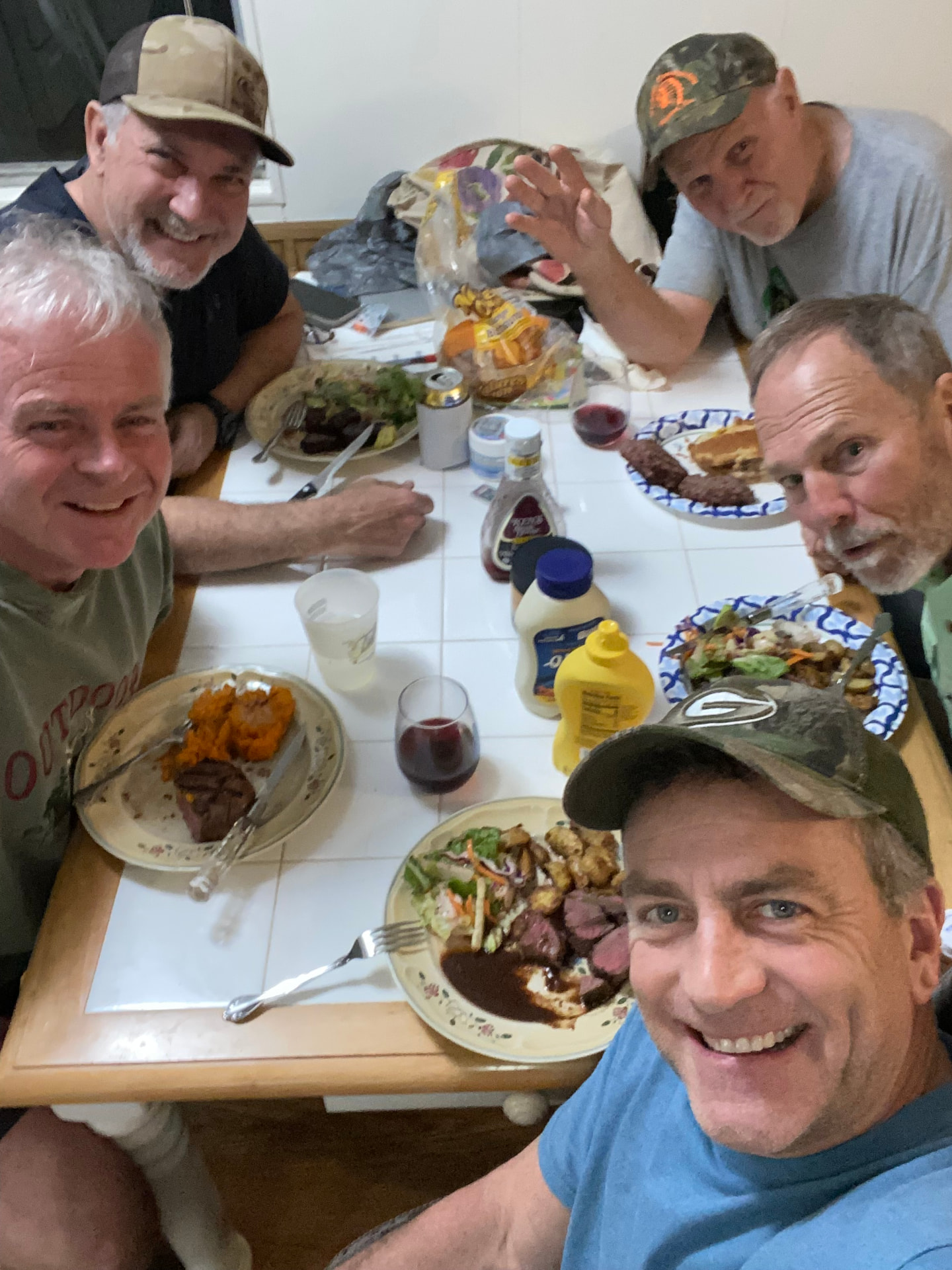 Dinner in the bunk house with the hunting crew.